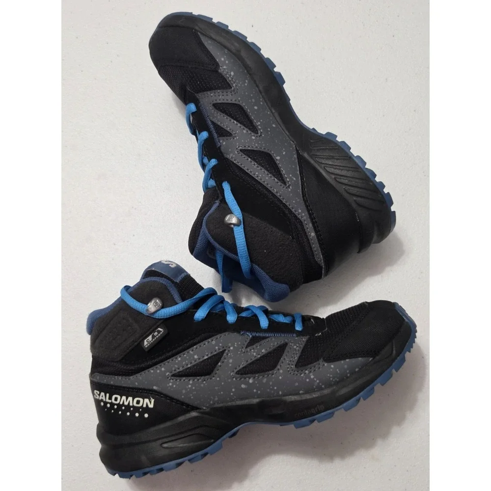 Salomon Outway Waterproof Hiking Boots ClimaSalomon Black Blue Kids Junior Sz 2